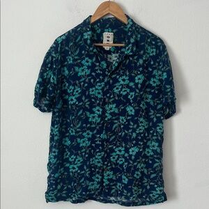 AEROPOSTALE Floral Blue Short Sleeve Button Down Shirt